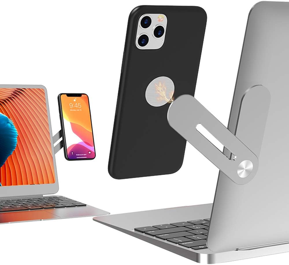 DK177 Laptop Phone Holder, Laptop or Desktop Monitor Side Mount Phone Holder, Slim Portable Foldable Smartphone Stand