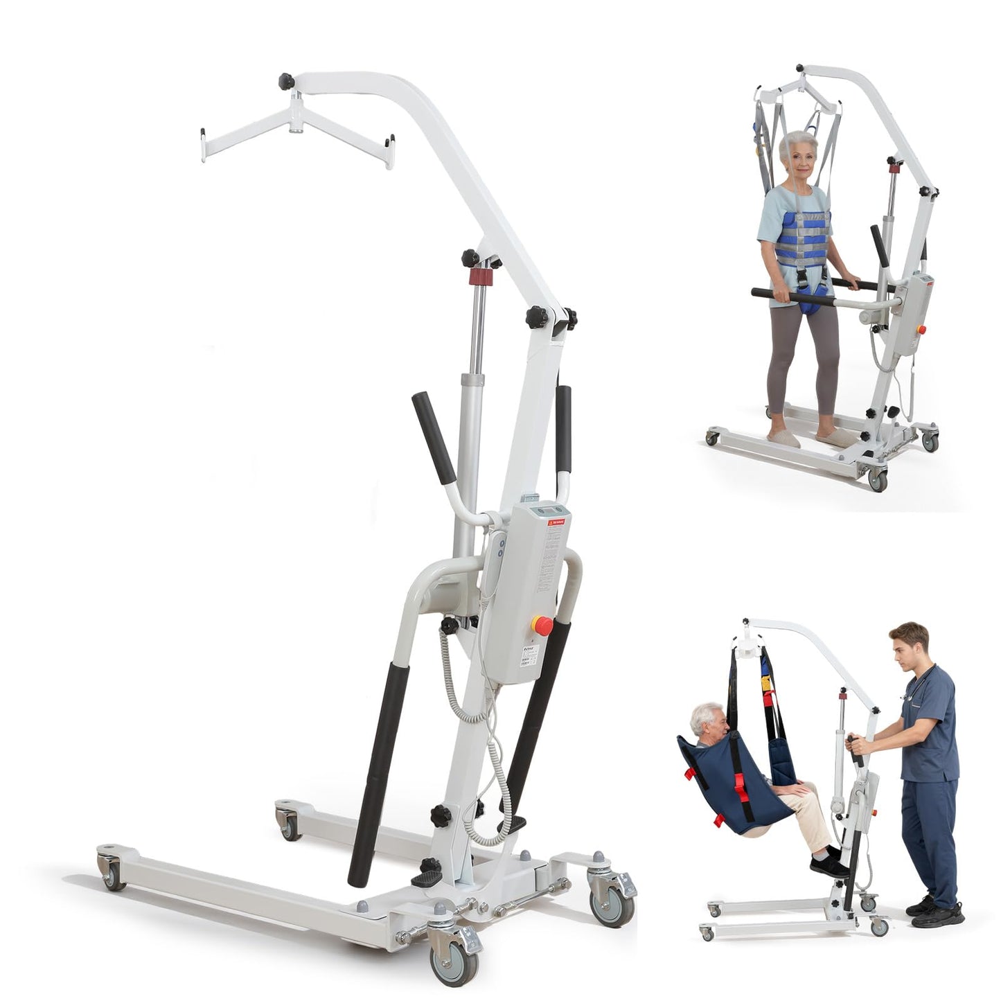 2IN1 Electric Patient Lift with StandUp Assist | 8000N Body Transfer Lift for Home Use | Wheelchair, Toilet Transfers,Rehabilitation Recovery | Elderly Disabled Mobility Aid | 2 Slings Battery Powered