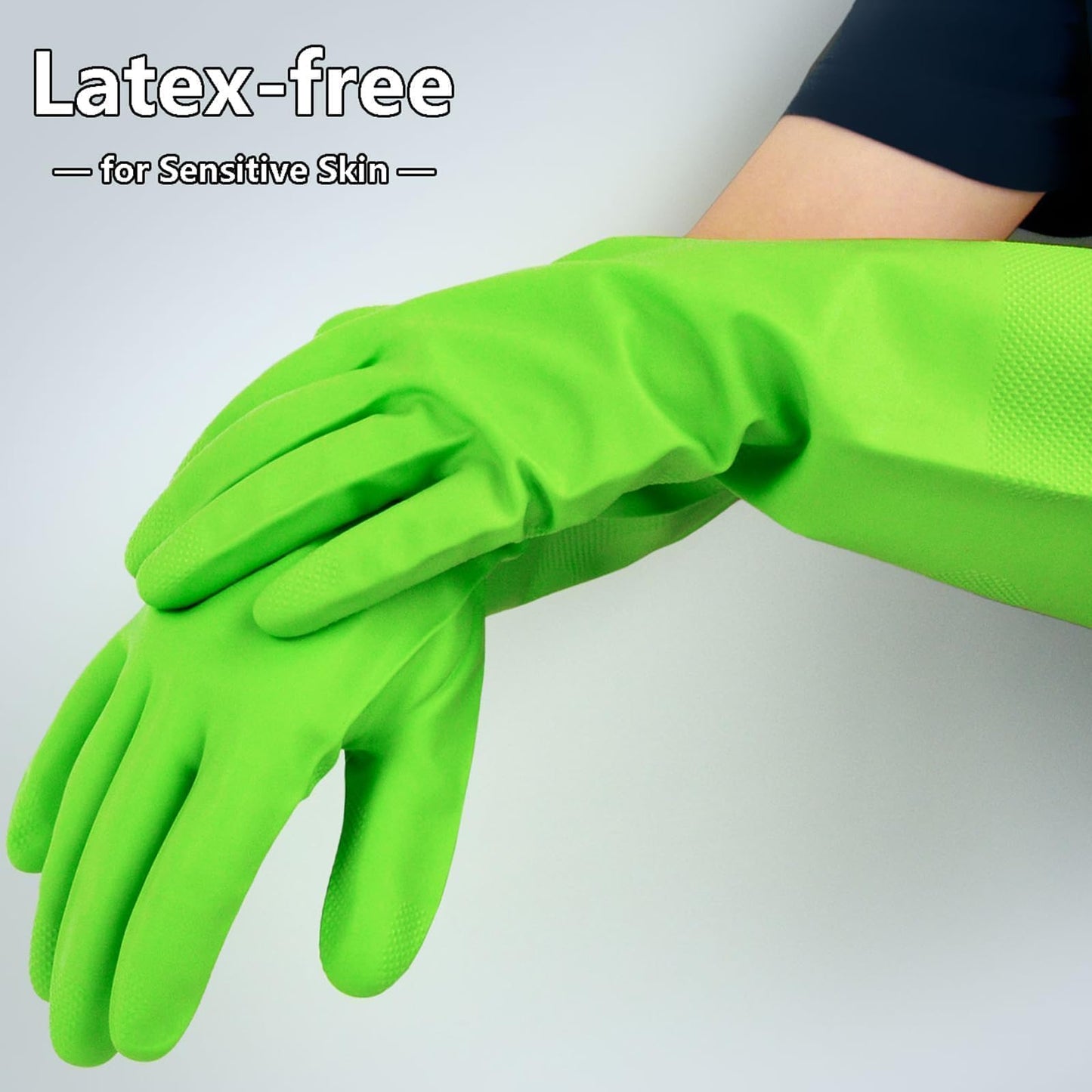 Cleanbear Synthetic Rubber Gloves, Medium Size, 11.8 Inches, 3 Pairs 3 Colors for Household Cleaning, Dishwashing and Other Home Cleaning Use