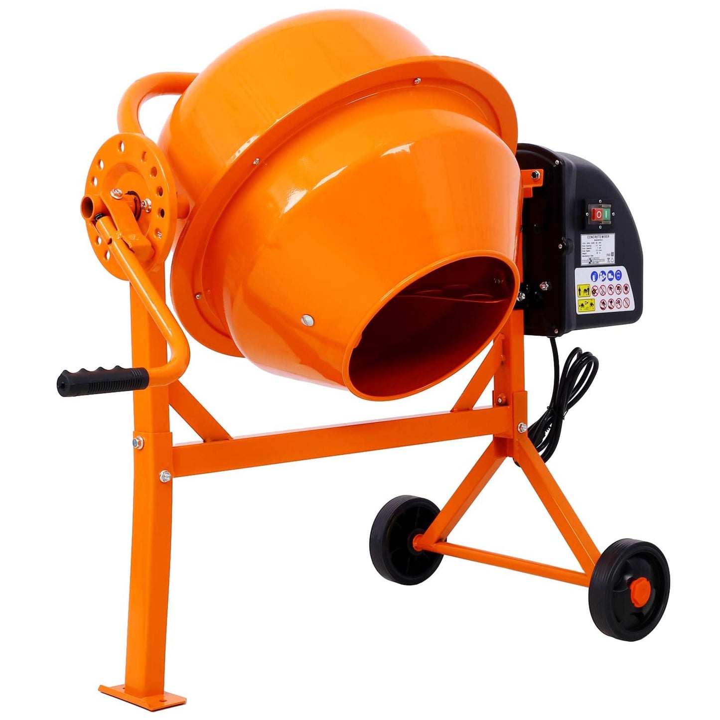 Electric Cement Mixer, 3 Cubic Ft, Portable Wheelbarrow Concrete Mixer with 550W Motor & 6-inch Wheels, 1/3 HP Concrete Mixing Machine Tools for Stucco, Mortar, Seeds, Feed (3 Cubic Ft)