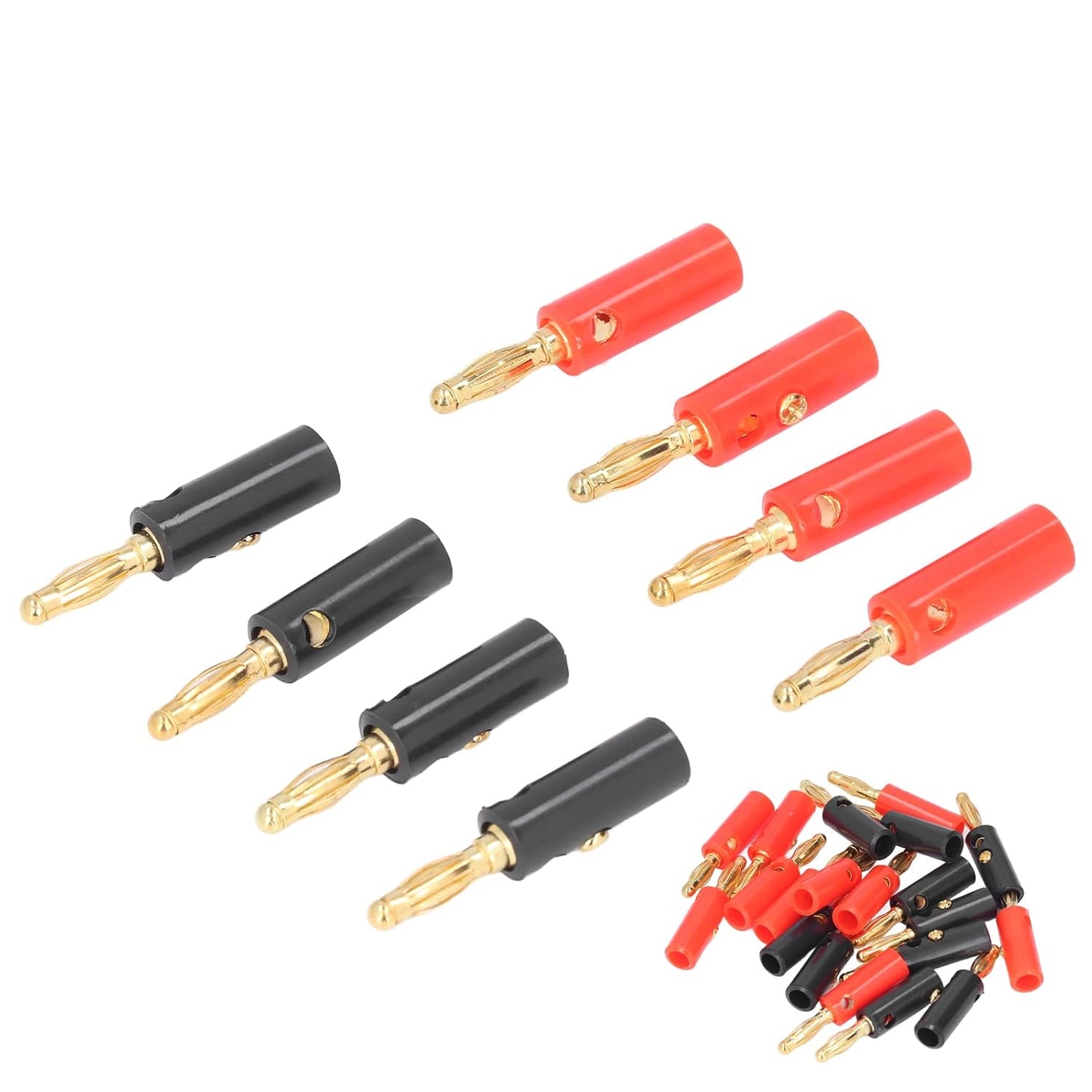20pcs 4mm Keenso Banana Speaker Cable Plug, Gold Plated Open Screw Type Banana Connector for Audio Video Receivers