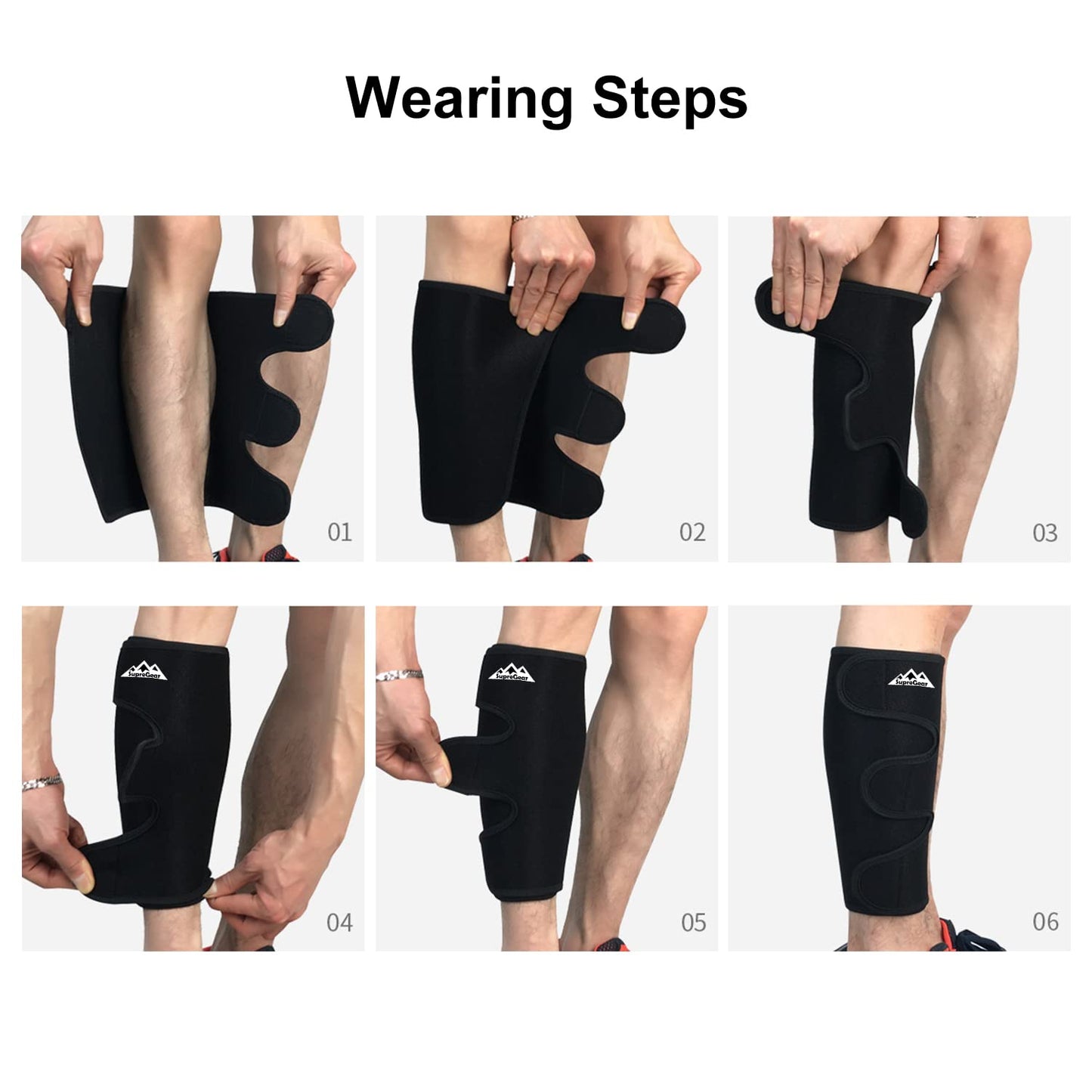 supregear Calf Support Brace, Adjustable Shin Splint Compression Calf Wrap Sleeve for Muscle Swelling Pain Relief Hiking Training Comfortable Breathable Calf Support for Men and Women, Black