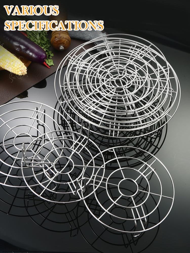 Turbokey Stainless Steel Rack Cross Wire Cooling Racks with Legs Dia 7.9" Steaming Cooling and Baking Barbecue Rack Fit for Air Fryer Instant Pot Pressure Cooker Canning (Height 1.8",7.9"/20cm)