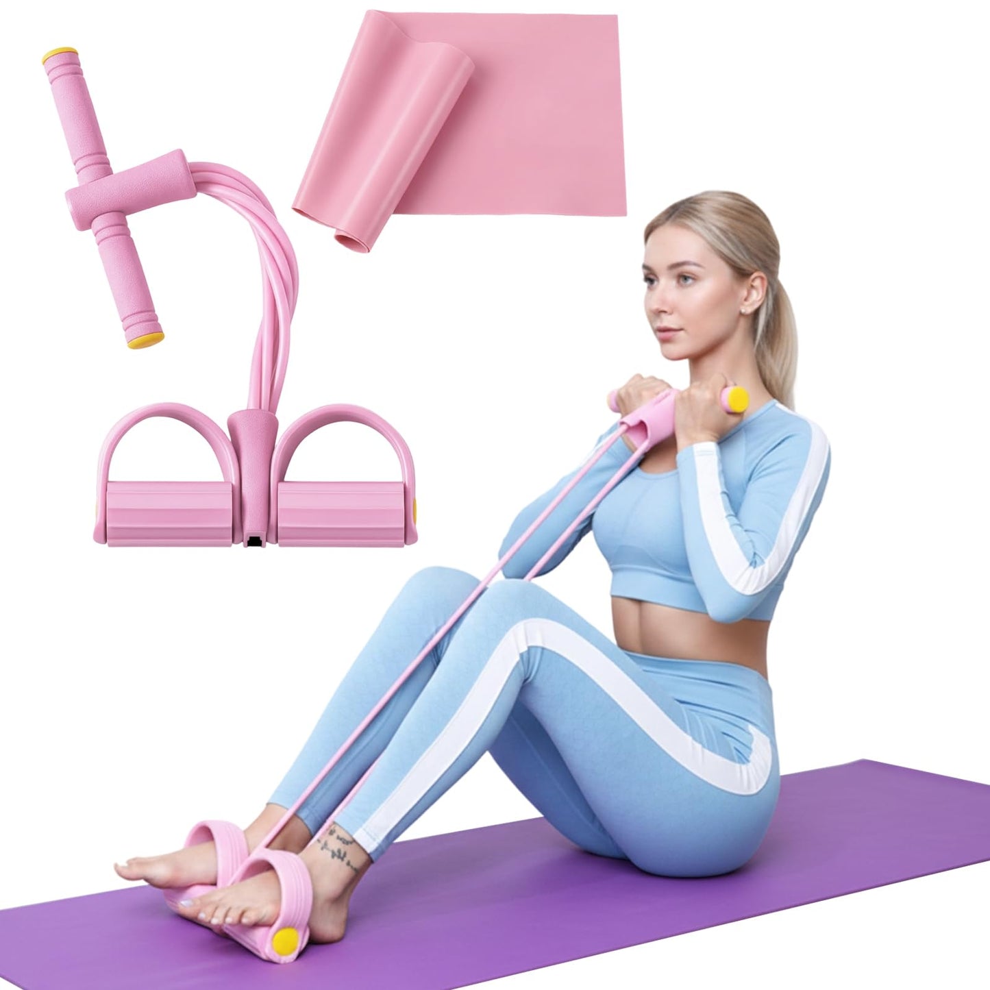 Pedal Resistance Band, Multifunction Pull Up Assistance Bands, 6 Tube Foot Pedal and Handles for Full Body Strength Training, Space-Saving Exercise Solution Home Workout Equipment