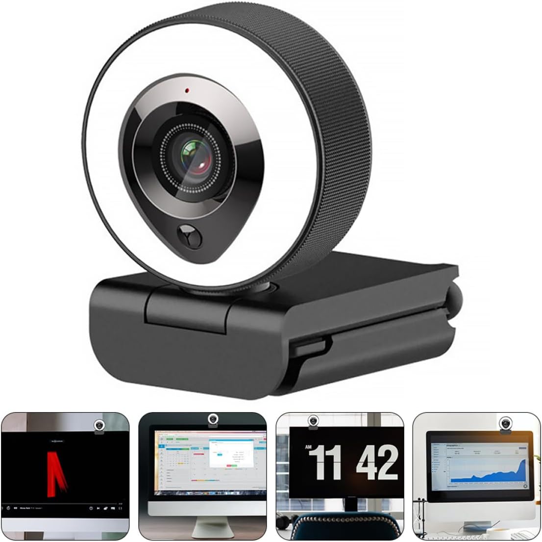 SECFOU 4k Webcam with Automatic Focus and Built-in Mic, USB Computer Camera for Live Streaming and Video Conferencing