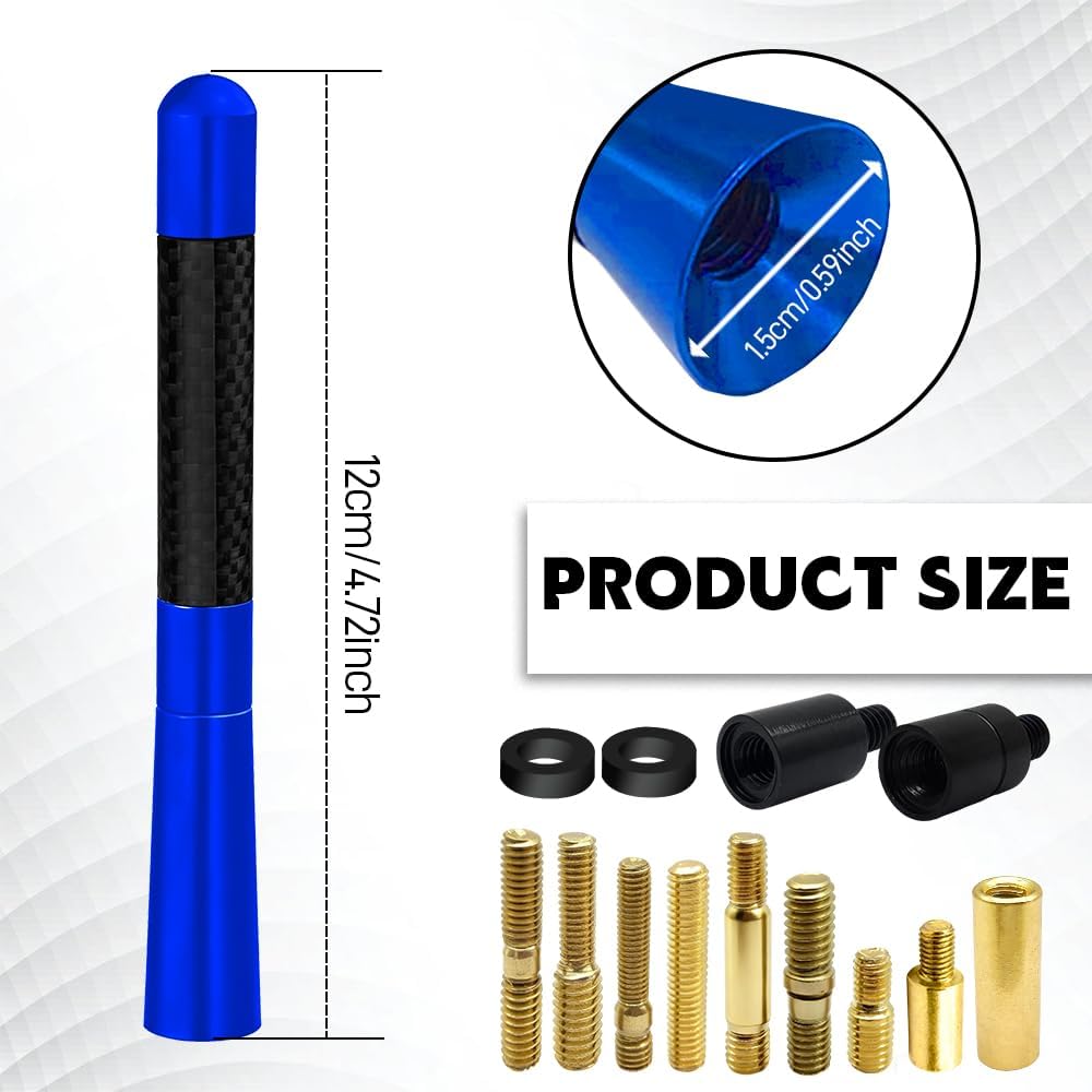 Surosha 4.7 Inch Car Short Antenna, Car Radio Antenna, Aluminum AM/FM Radio Vehicle Screw-in Stubby Aerial, Auto