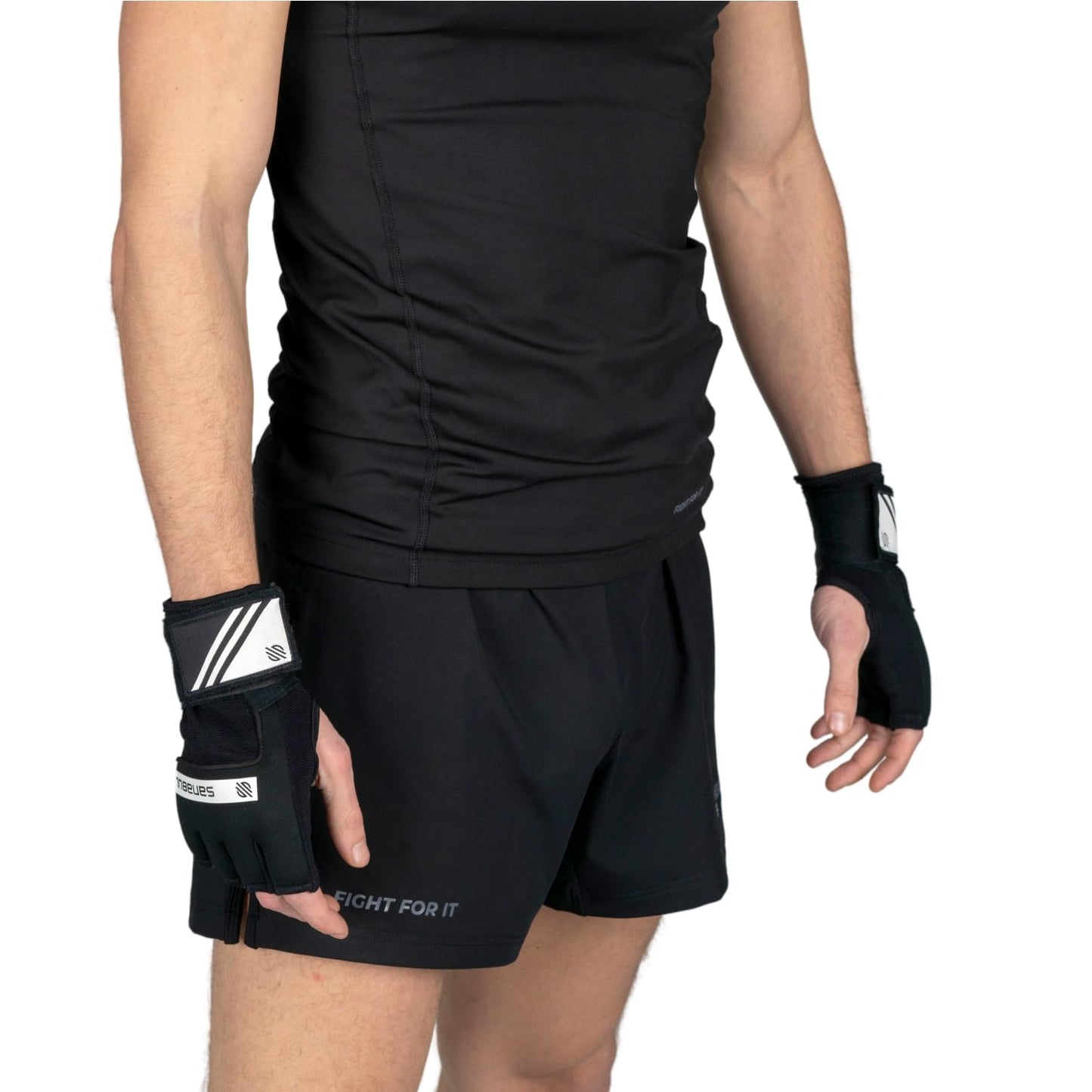 Sanabul Gel Boxing Hand Wraps for Men & Women Muay Thai MMA Kickboxing Quick Wraps Boxing Inner Gloves Wrist Knuckle Protection, Black/White, L/XL