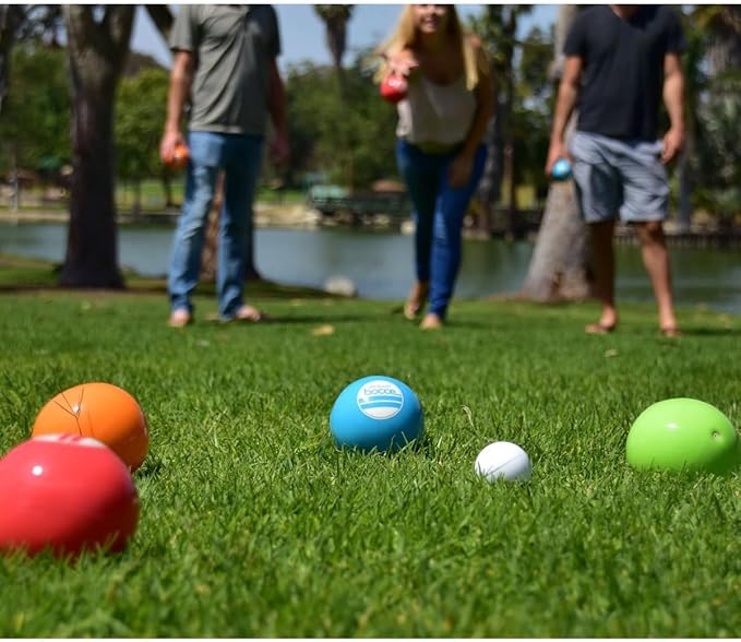 GoSports 90 mm Soft Bocce Set Includes 8 Weighted Balls, Pallino and Case, Play Indoors or Outdoors