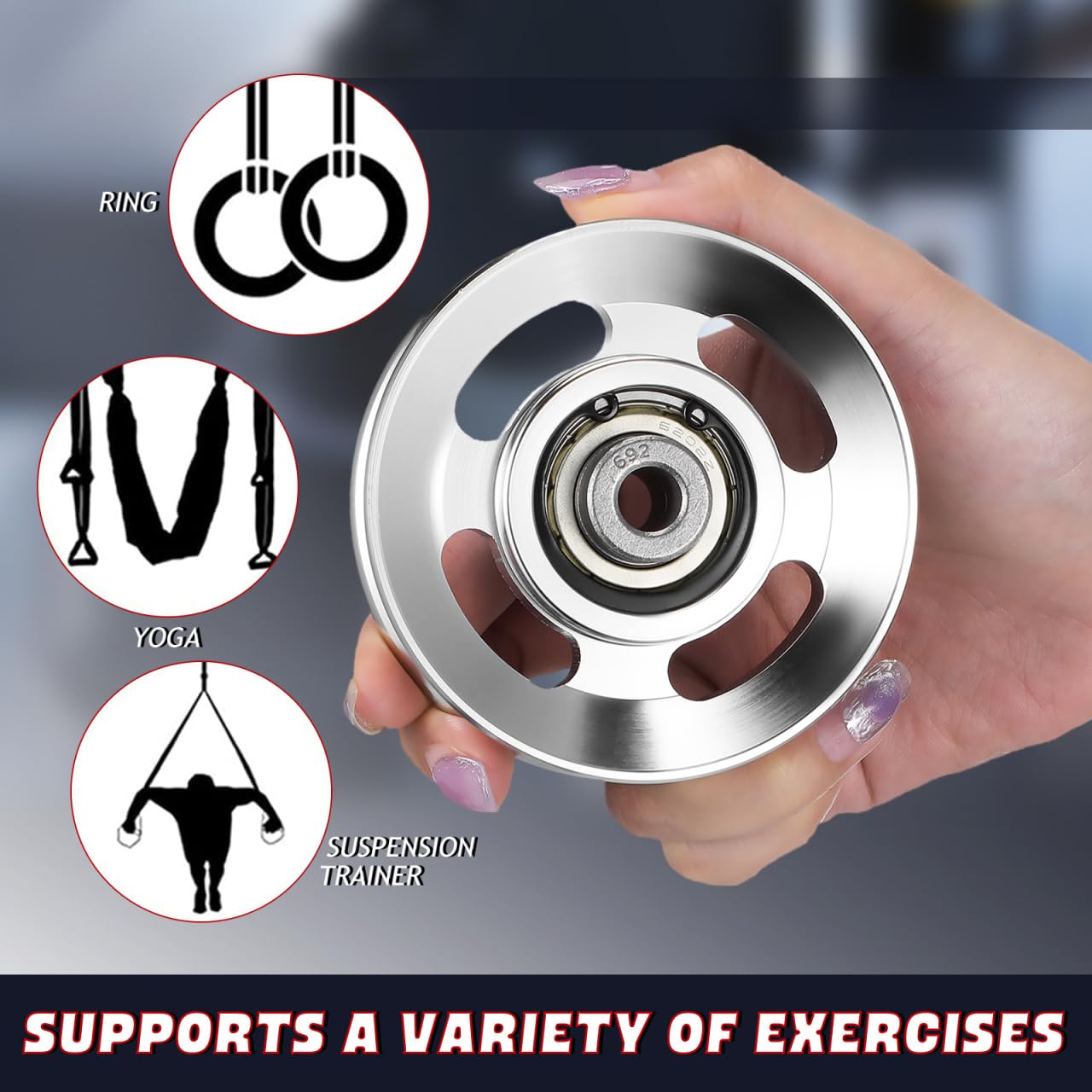 balacoo Heavy Duty Aluminum Cable Pulley Wheel 3.46x4.72in, Smooth Bearing System for Home & Commercial Gym Equipment, Easy Install Replacement Part for LAT Pulldown, Row Machine