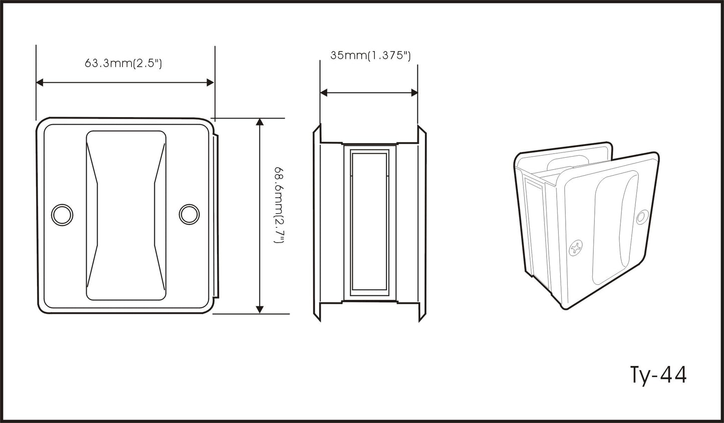 QCAA Solid Brass Sliding Door Pull Passage Door Pocket, Polished Brass, Made in Taiwan, 1 Pack