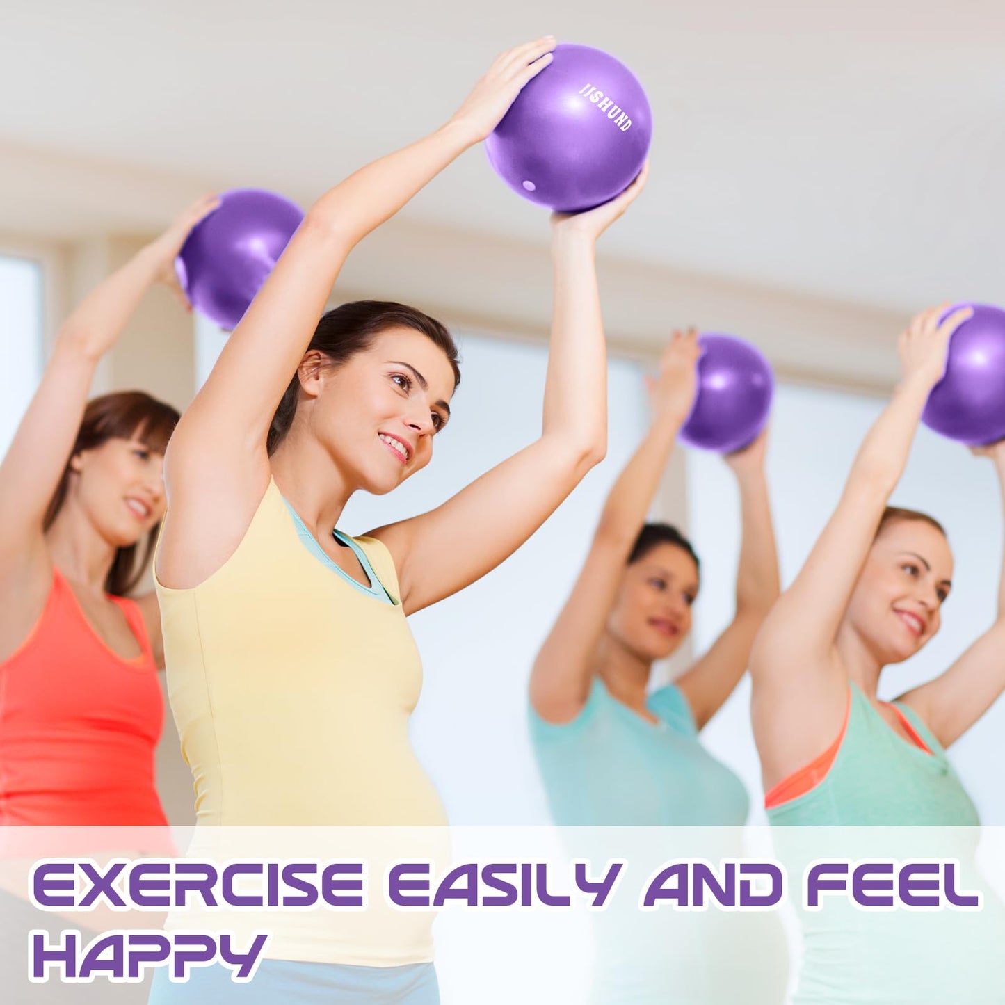 jjshund Pilates Ball, 9,8 Inch Small Exercise Mini Soft Workout Yoga Ball with Exercise Guide, for Home Gym Yoga, Pilates, Core Training, Workout, Balance, Stability