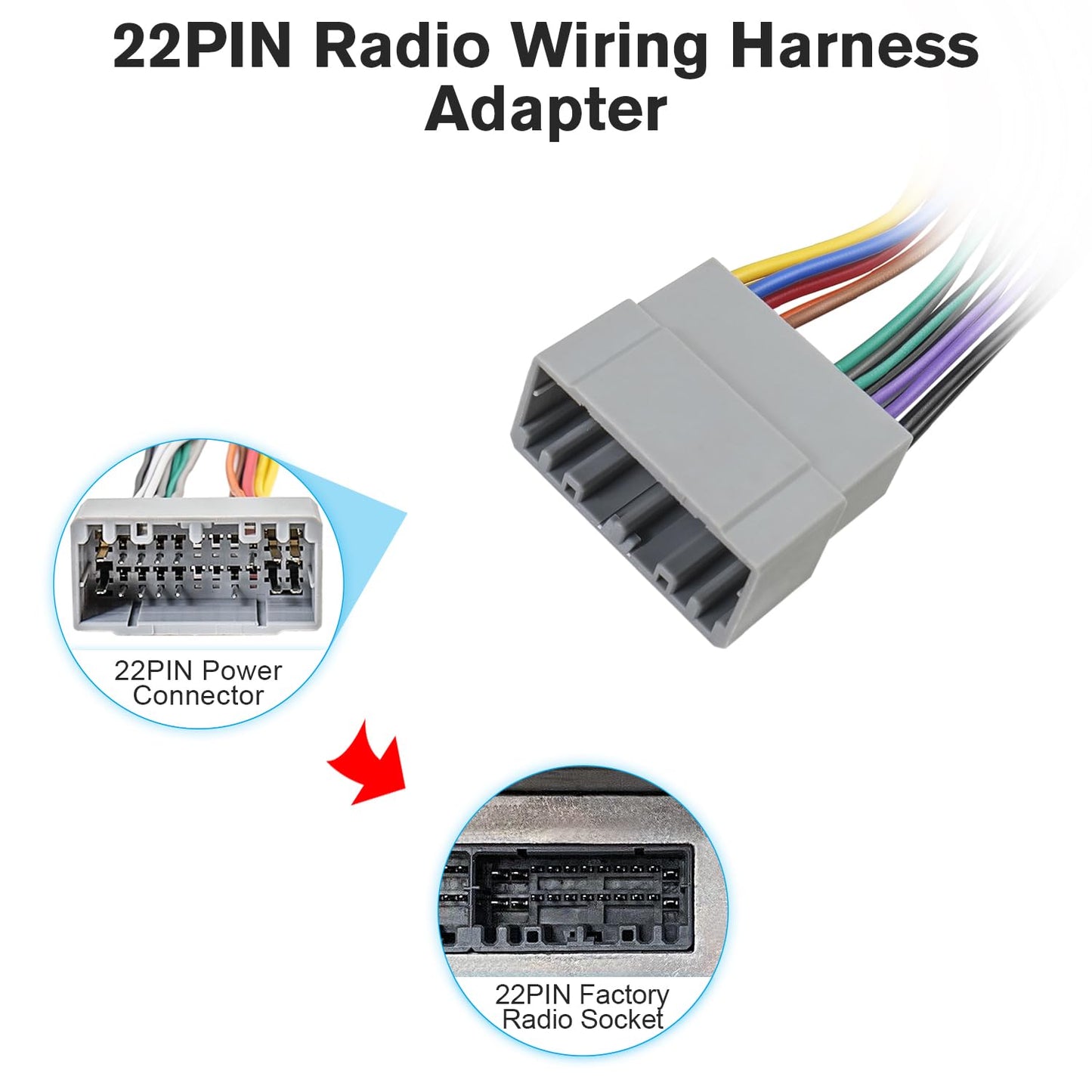 22PIN 1500 2500 3500 Stereo Wire Harness Radio Wiring Harness Adapter Compatible with Dodge RAM Charger Caravan Jeep