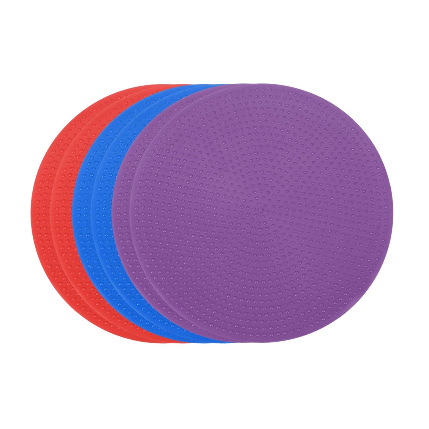 PATIKIL Spot Markers 4 Inch, 6 Pcs Non-Slip Floor Dots Agility Markers Flat Field Cones Poly Dots for Gym PE Speed Training Dance Soccer Basketball Sports, Red/Blue/Purple