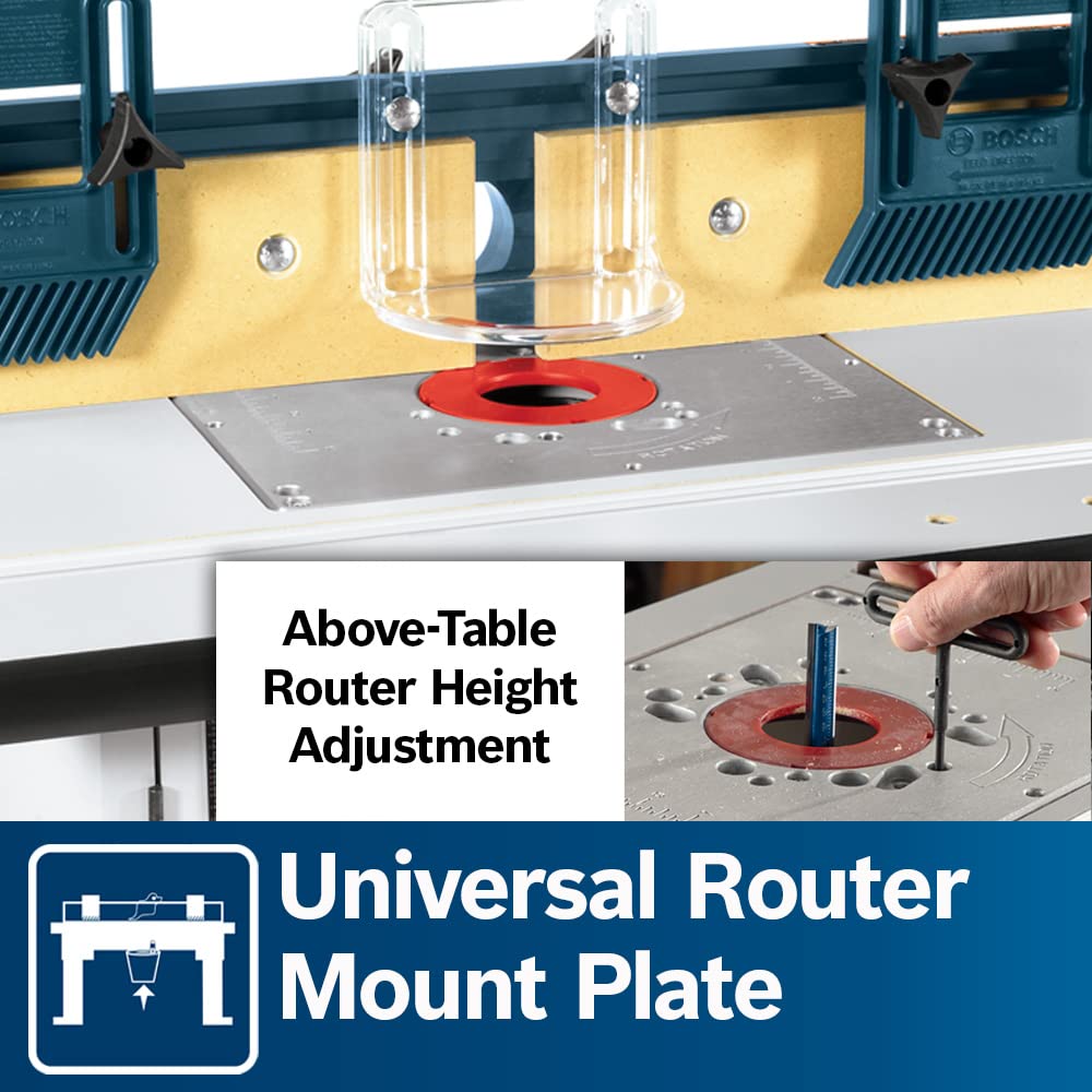 BOSCH RA1171 25-1/2 in. x 15-7/8 in. Benchtop Laminated MDF Top Cabinet Style Router Table with 2 Dust Collection Ports