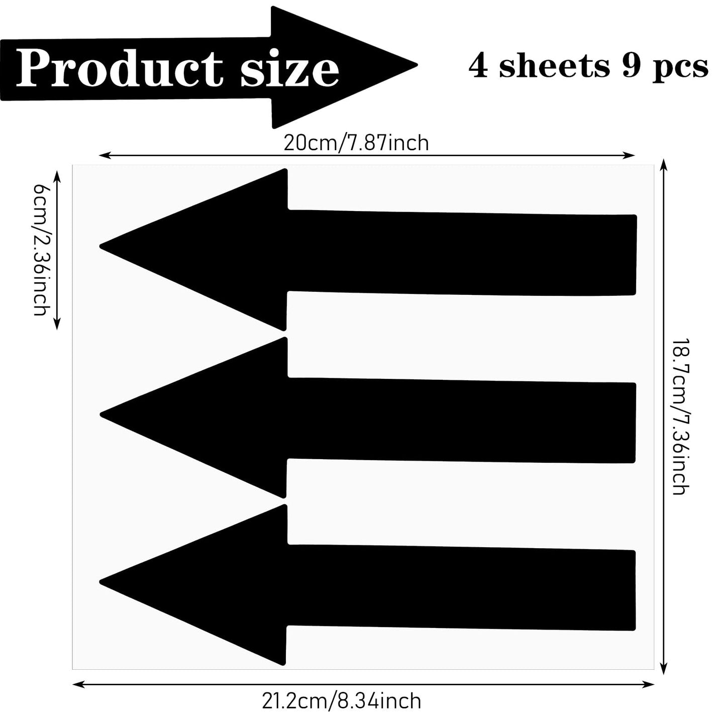 Ymapinc 7.87"x2.36" Black Arrow Stickers for Signs, 12 Pack Waterproof PVC Floor Decals, Self-Adhesive Directional Arrow Outdoor, Small Directional Arrows for Road Instructions & Direction Marking