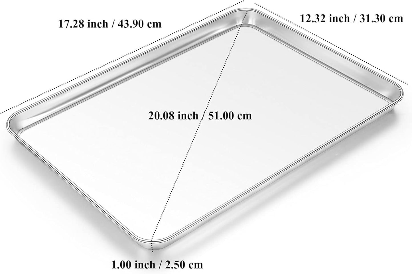 Yododo Baking Sheet Set - Stainless Steel Cookie Sheet with Cooling Racks | 4-Piece (2 Sheets + 2 Racks) - 17½ Inch