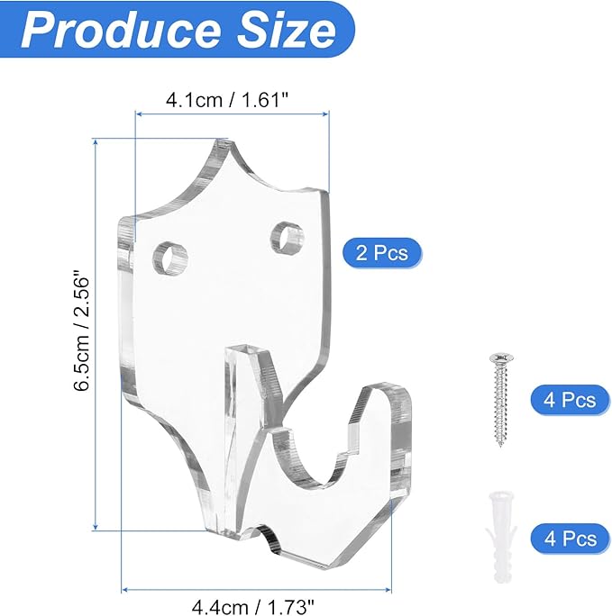 uxcell 2 Pcs Sword Holder Wall Mount Sword Racks Acrylic Wall Sword Display Hanger with Mounting Tools for Knife Martial Arts Sword Placement Display,Transparent (Shield)