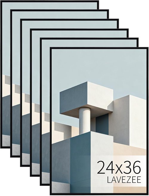 Lavezee 24x36 Poster Frames - Lightweight Display for Photos & Artwork | 6 Pack Set