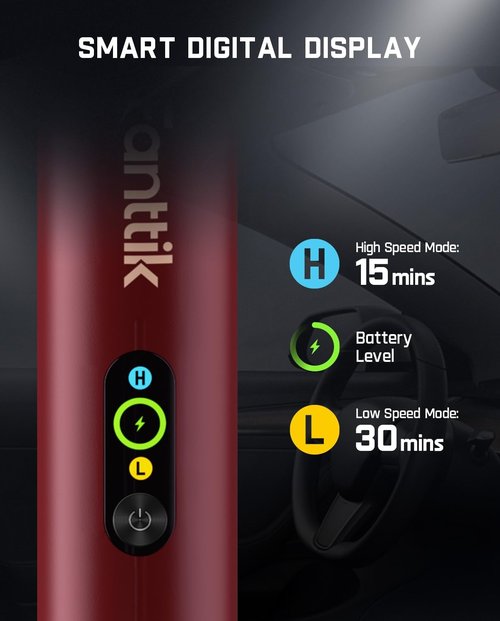 Fanttik Slim V10 APEX Cordless Car Vacuum - 4-in-1 Portable Handheld with 19kPa Suction Power | Smart Digital Display, 2 Modes (Red)