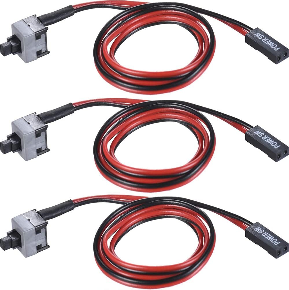 Warmstor 3 Pack 2 50CM Pin SW PC Desktop Power Cable On/Off Push Button ATX Computer Switch Cord