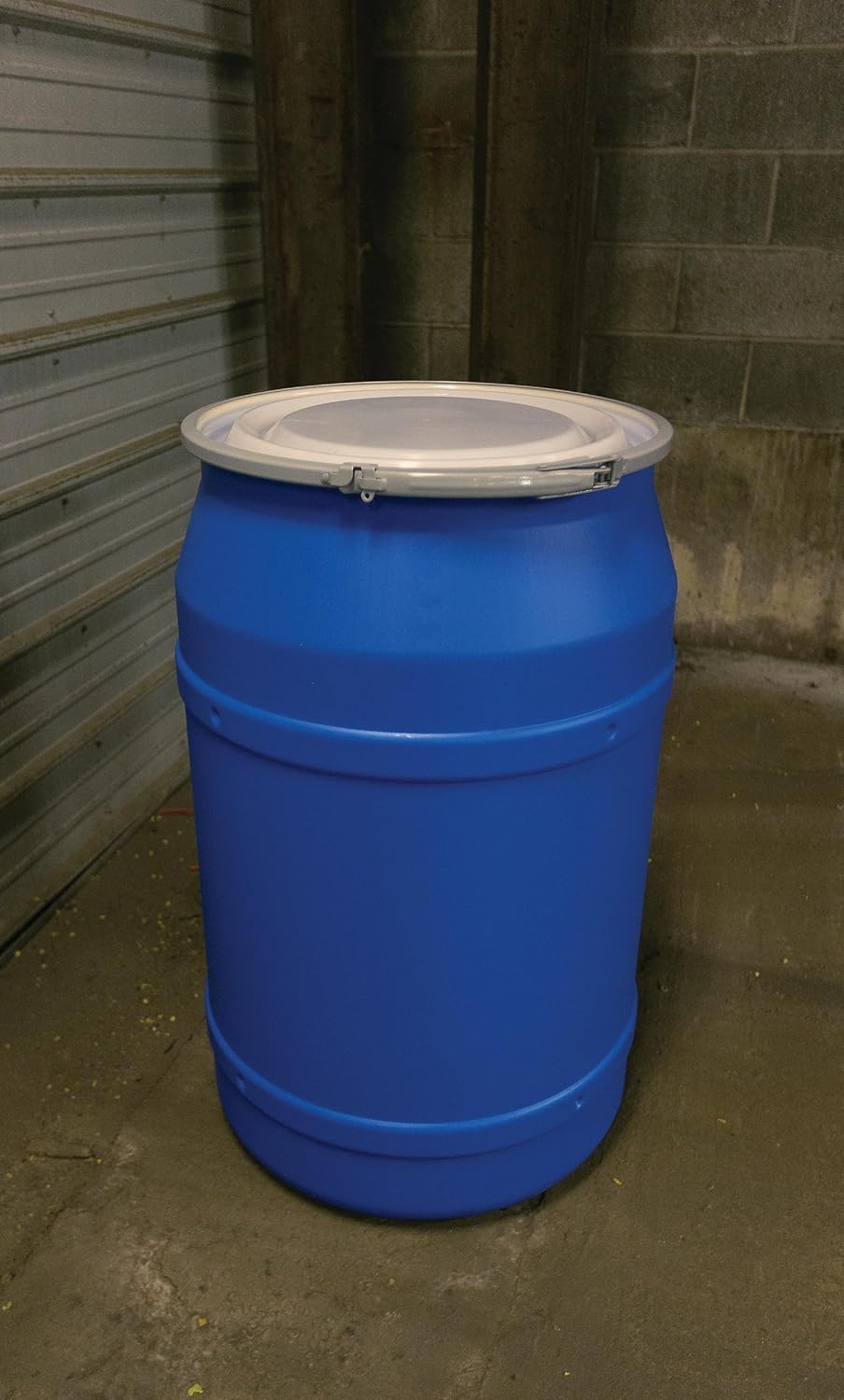 55-Gallon Open Head Water Storage Barrel, BPA Free, Emergency Water Supply - Eco Friendly - Lever-Lock Lid - Made in USA (Blue)