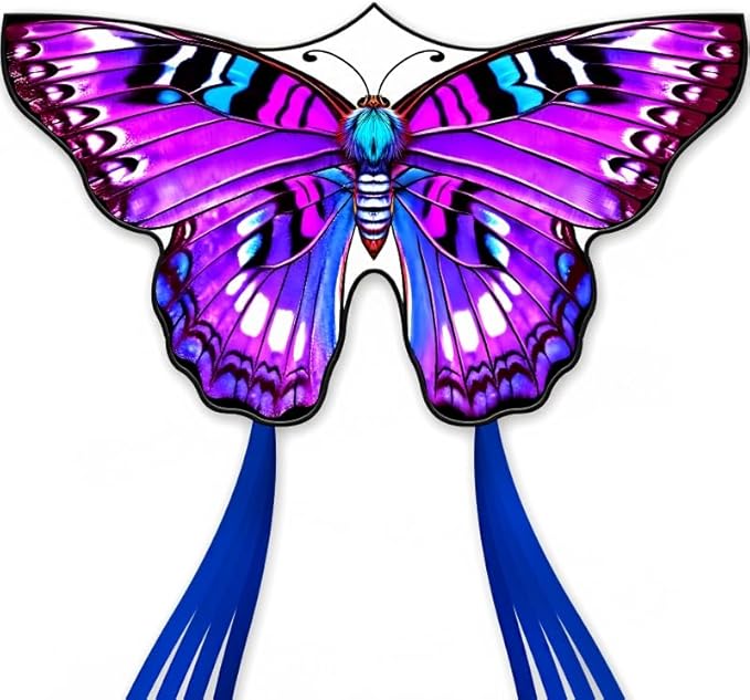 Butterfly Kites for Kids & Adults, 55" x 27" Easy to Fly for Beginners, Dreamy Purple Kite with 328 ft Line & Line Winder, for Beach Games & Backyard Flying, Outdoor Activities & Family Trip