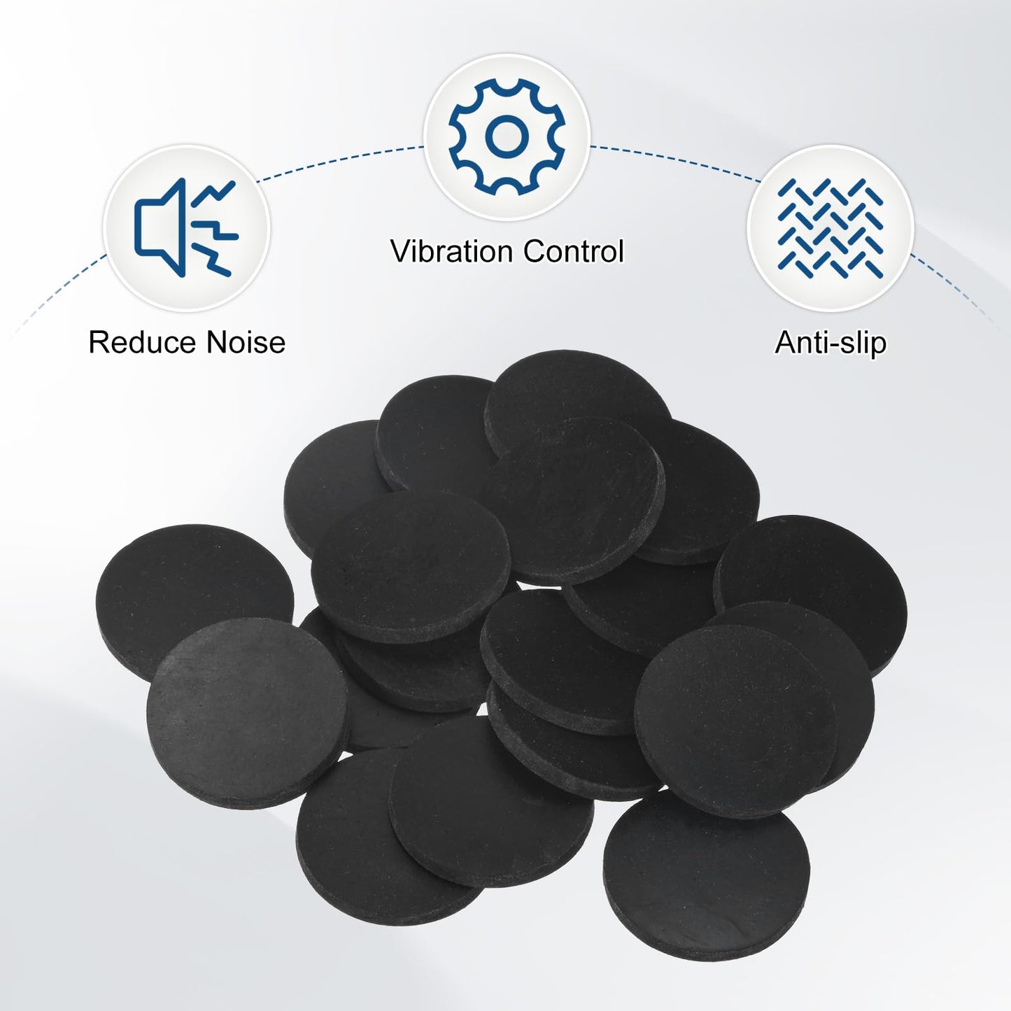 M METERXITY 30-Pack Rubber Solid Discs Washers, 30mm OD x 3mm Thickness Anti-Vibration Noise-Reducing Rubber Spacer Pads Gasket Bushings for HVAC/Washing Machines/Furniture/DIY Gasket Craft