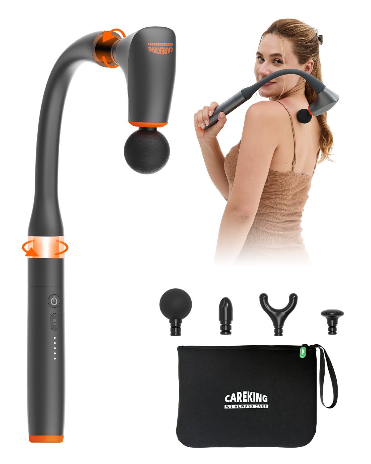 Detachable Massage Gun Deep Tissue For Shoulder,Neck, Arm, Thigh,Waist-Ergonomic Handheld Extension Back Massager For Pain Relief, Portable Muscle Massager, Best Gifts For Women Men, FSH-HSA-Eligible