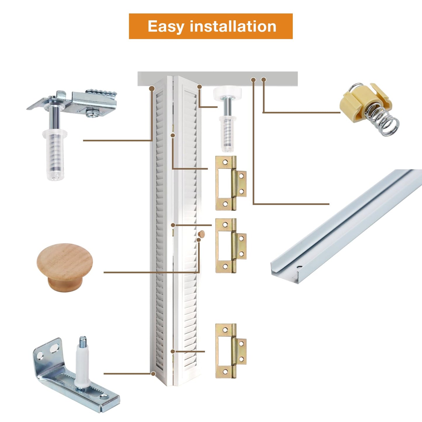 Bifold Door Hardware Kit, 2-Pack 30-Inch Bi-fold Closet Door Track Kit Bifold Closet Door Hardware Kit Folding Door Hardware Repair Replacement Tool Kit