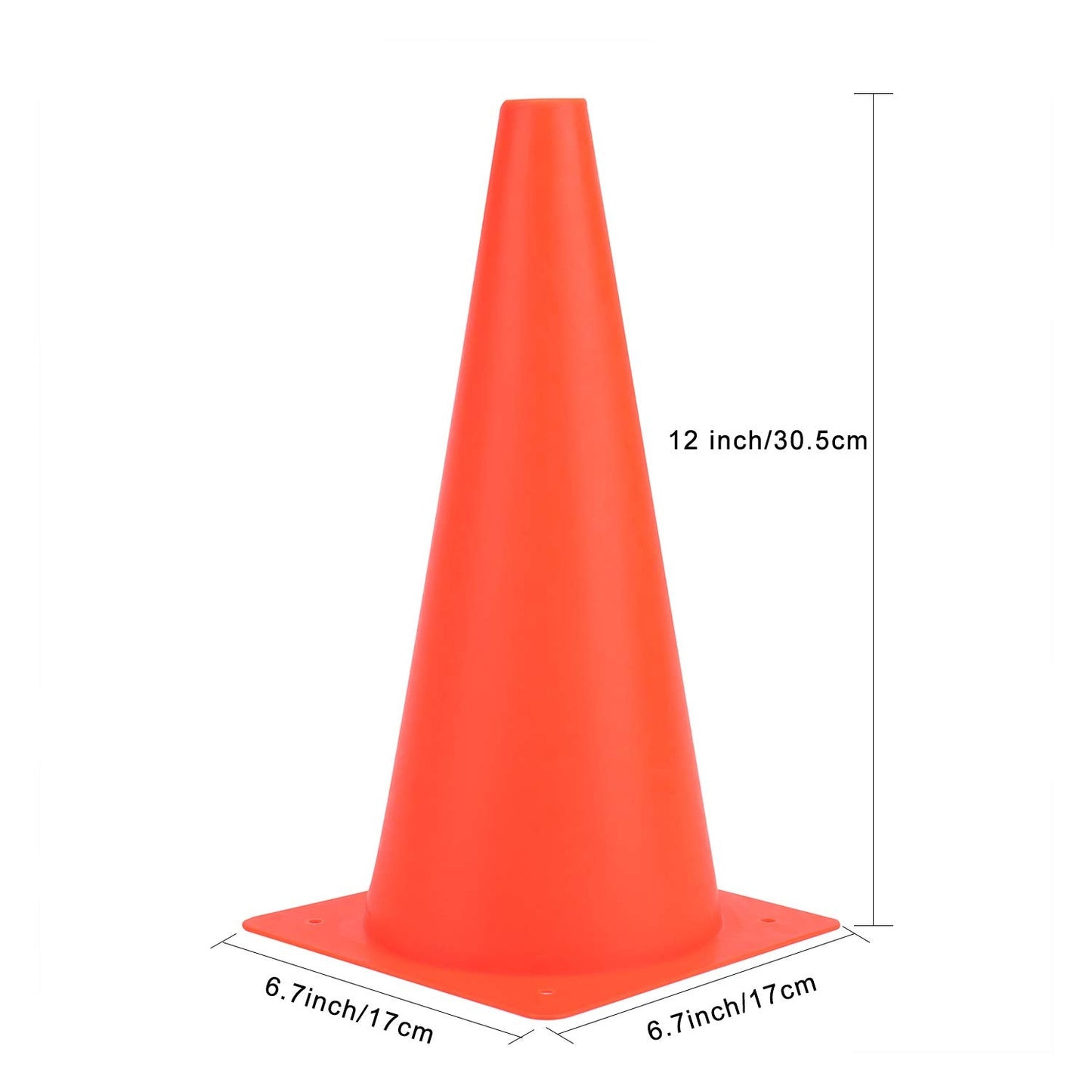 12 Inch 12 Pack Orange Traffic Training Cones, Plastic Safety Parking Cones, Agility Field Marker Cones for Soccer Basketball Football Drills Training, Outdoor Sport Activity & Festive Events