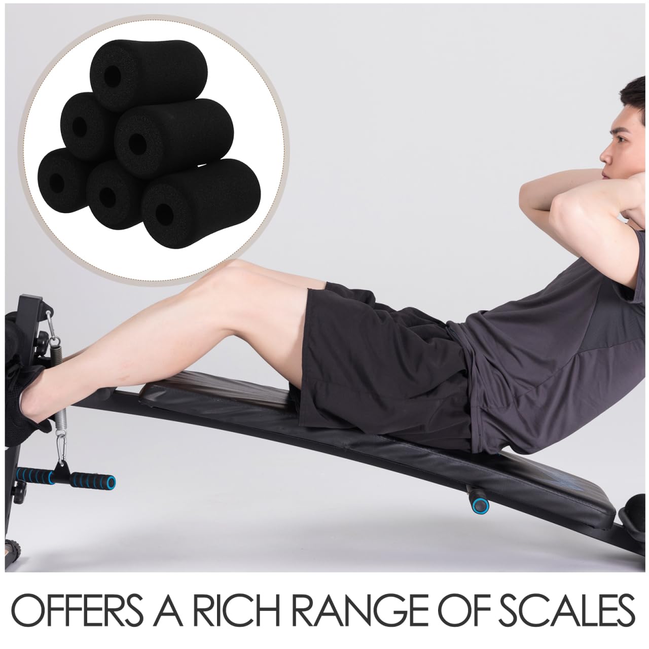Mikikit 6pcs Foam Replacement Pads for Weight Bench Soft Leg Foam Roller Covers for Exercise Machines Universal Accessories Gym Equipment Fit for Home Workouts