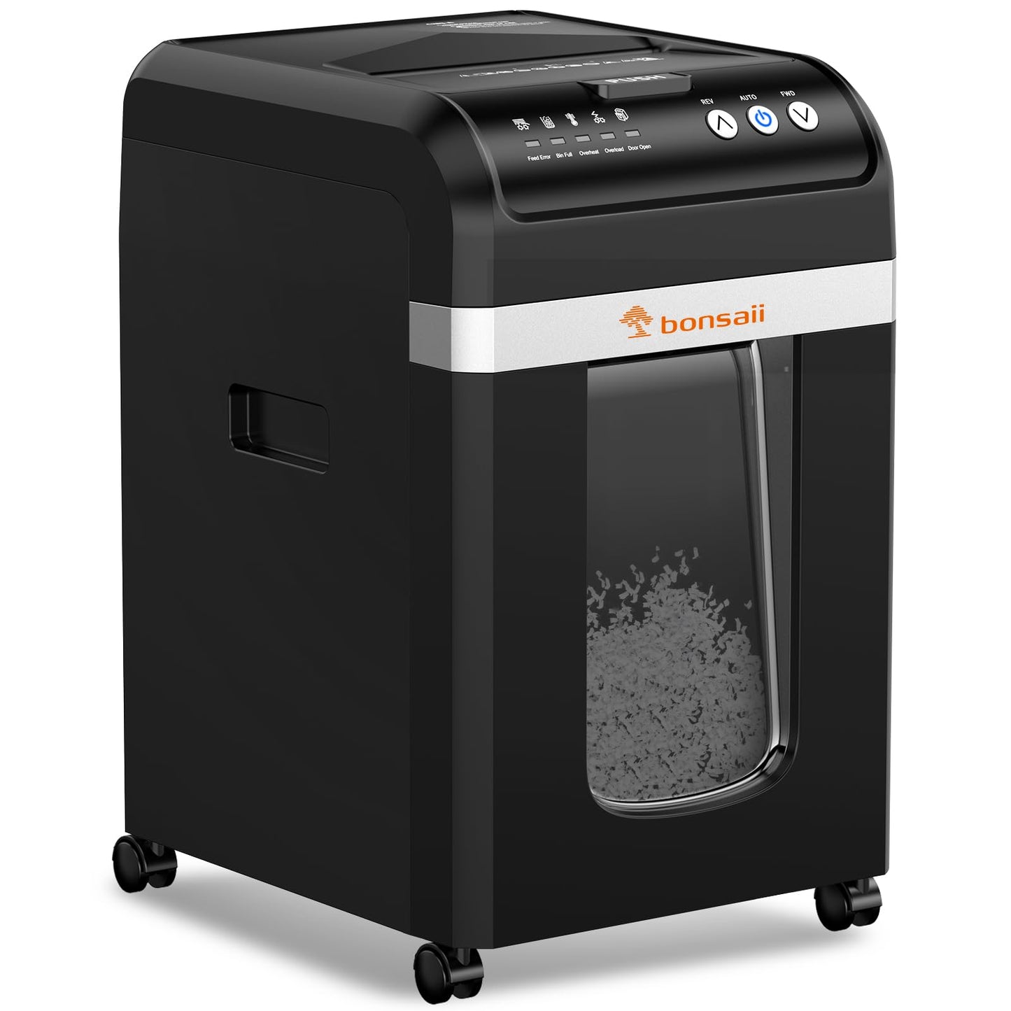 Bonsaii 200-Sheet Auto Feed Paper Shredder, 60-Min Nonstop Heavy Duty Shredders for Office, 8.1-Gal Bin, P4 High Security Micro Cut Large Commercial Paper Shredder for Business (C283-A New Version)
