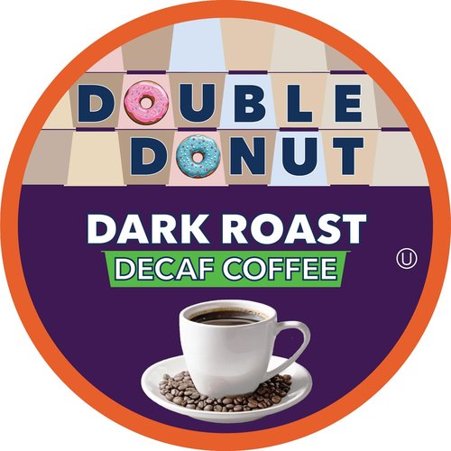 Double Donut Coffee Decaf Dark Roast Pods - Extra Bold Single Serve for Keurig | 80 Recyclable Pods