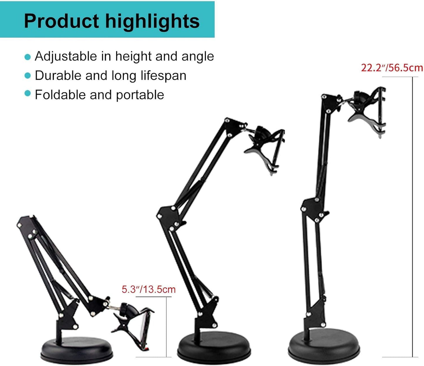 Spedal 1/4" MF920Pro, Desktop Webcam Stand with Weighted Round Base, Adjustable Scissor Arm Camera Mount with Phone