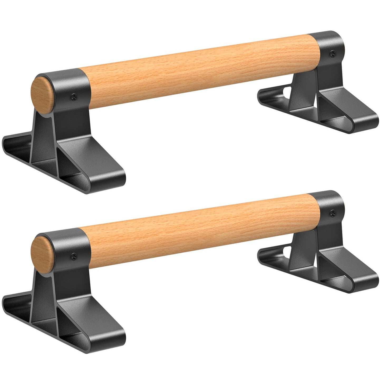 SELEWARE Wood Push-Up Bars Parallettes Anti-Slip Handstand Bars for Calisthenics, Fitness, Floor Workouts - Solid Wood Handle with Sturdy Metal Bracket, Supports to 600 lbs