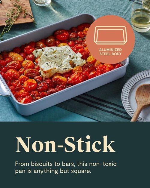 Caraway Non-Stick Ceramic 9”x13” Rectangle Pan - Naturally Slick Coating | Non-Toxic & PTFE Free - Sage