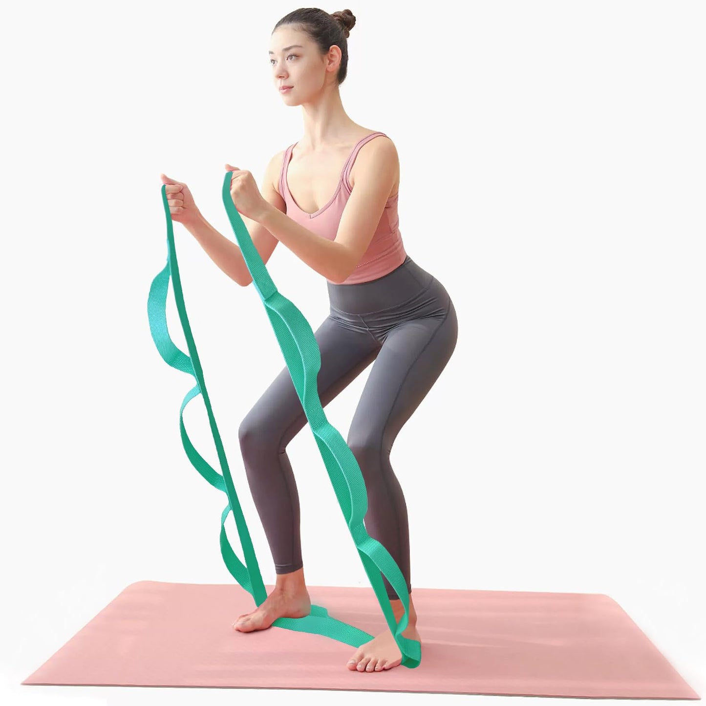 Aozora Yoga Strap Stretching Strap with Loops, Stretch Out Straps for Physical Therapy, 10 Loops Non-Elastic Exercise Strap for Pilates, Dance and Gymnastics with Workout Guide (1"W, 5pack-Multiple