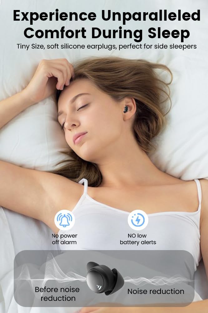 CuiSuto Sleep Earbuds for Side Sleepers Wireless Bluetooth Headphones Mini Invisible Earplugs Small Design Comfortable