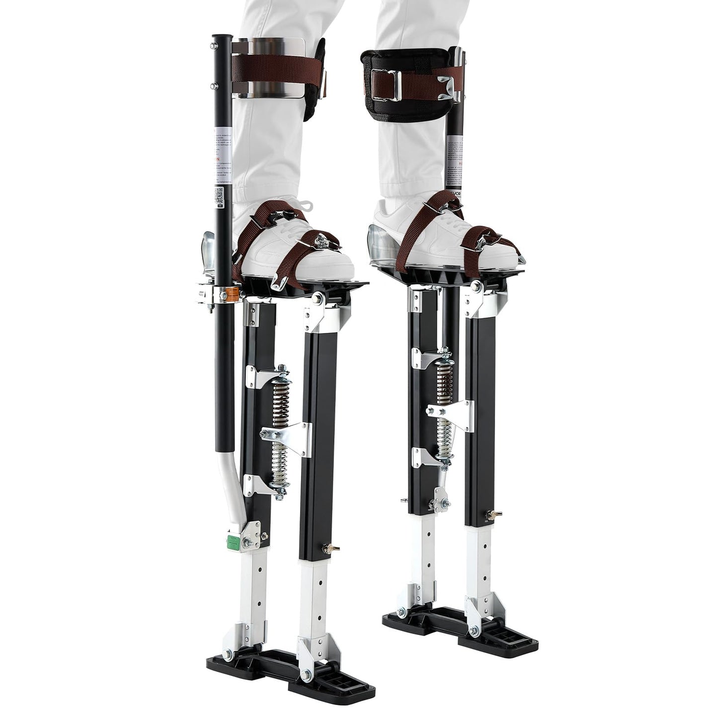 VEVOR Drywall Stilts, 19.1–31.1 in Adjustable Aluminum Painter Stilts, 228 lbs Load Capacity, Non-Slip Rubber Feet, Dual Spring Shock Absorption, Comfortable Leg Straps for Painting, Decoration, Black