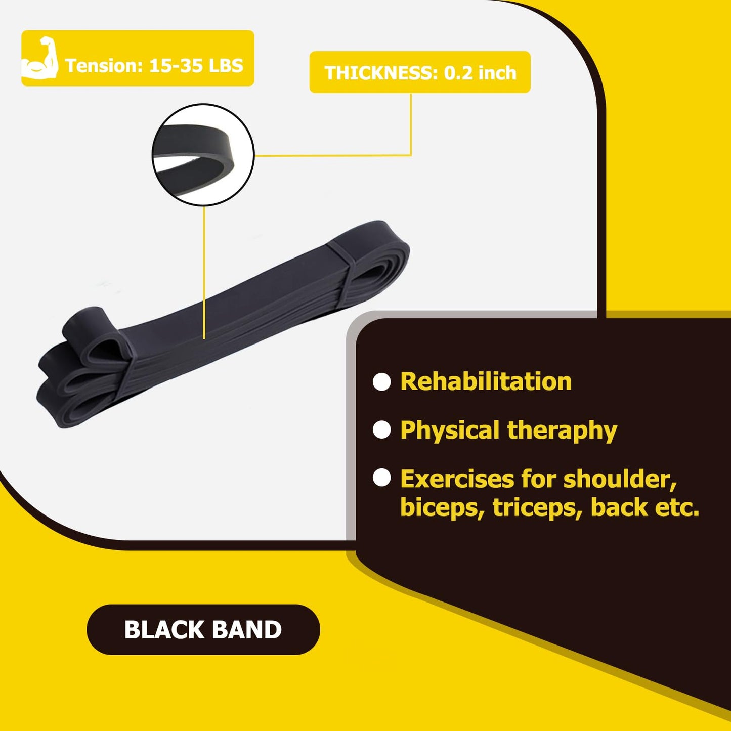 Pull Up Bands, Resistance Bands, Pull Up Assistance Band Exercise Bands for Men & Women Working Out, Body Stretching, Physical Therapy, Muscle Training - Black