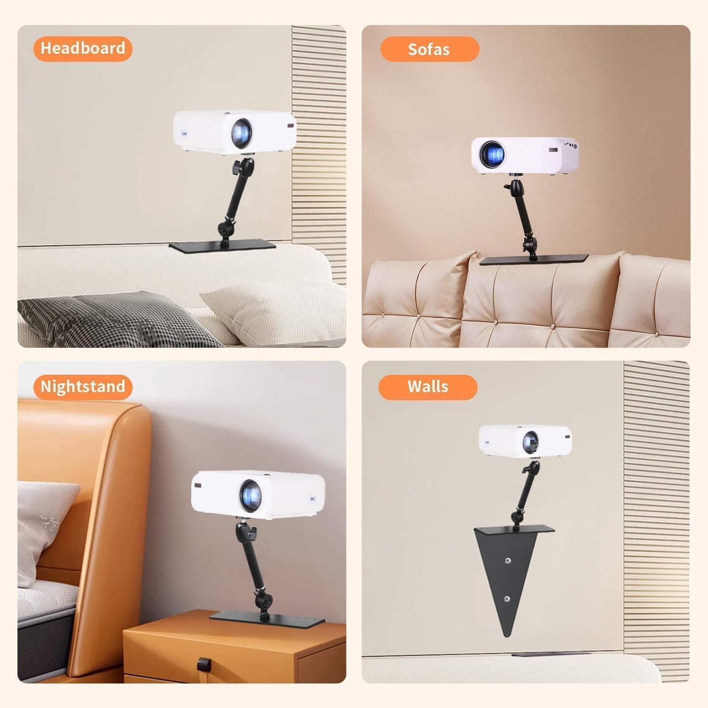 My Diemlife 20 cm, 99% My DIMELIFE Bed Sofa Projector Stand - Fixed Length Angle Adjustble Projector Mount, Invisible