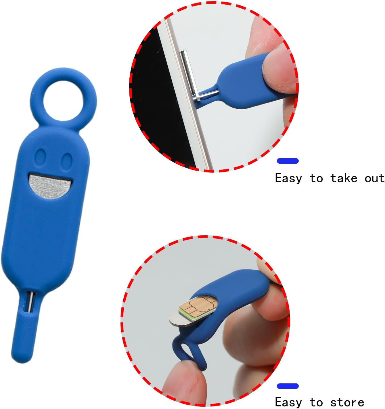 6 Set Lilaly Pcs SIM Card Removal Tool SIM Ejector Pin and Card Tool Cute Silicone SIM Card Needle Tool, Blue