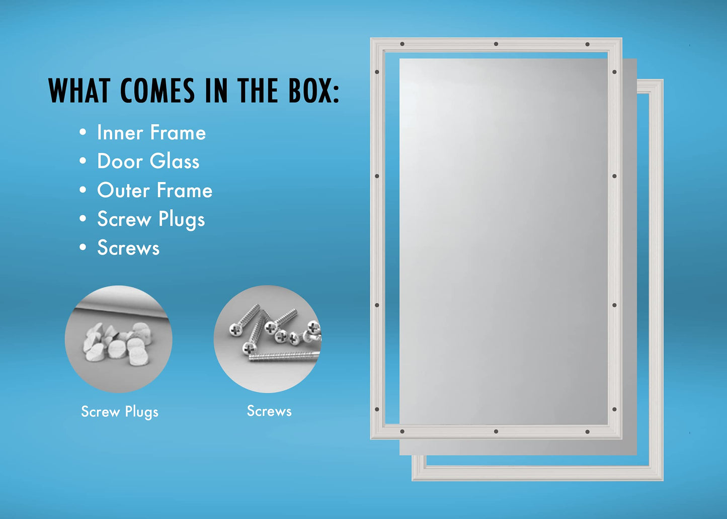ODL Enclosed Blinds for Doors in Double Pane Tempered Clear Glass - Outer Frame Measurement 24" x 38" - Door Window Shade for Privacy and Security - Easy to Install, Use & Maintain - White Frame Kit