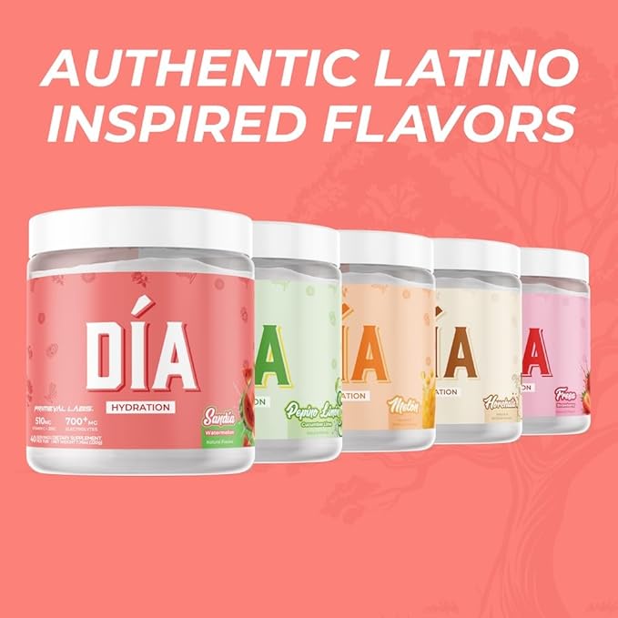 Primeval Labs Dia Hydration Electrolyte Powder | Vitamin C + Zinc, Taurine & Electrolytes | Low Sugar Daily Hydration Drink | 40 Serving Tubs | Sandia