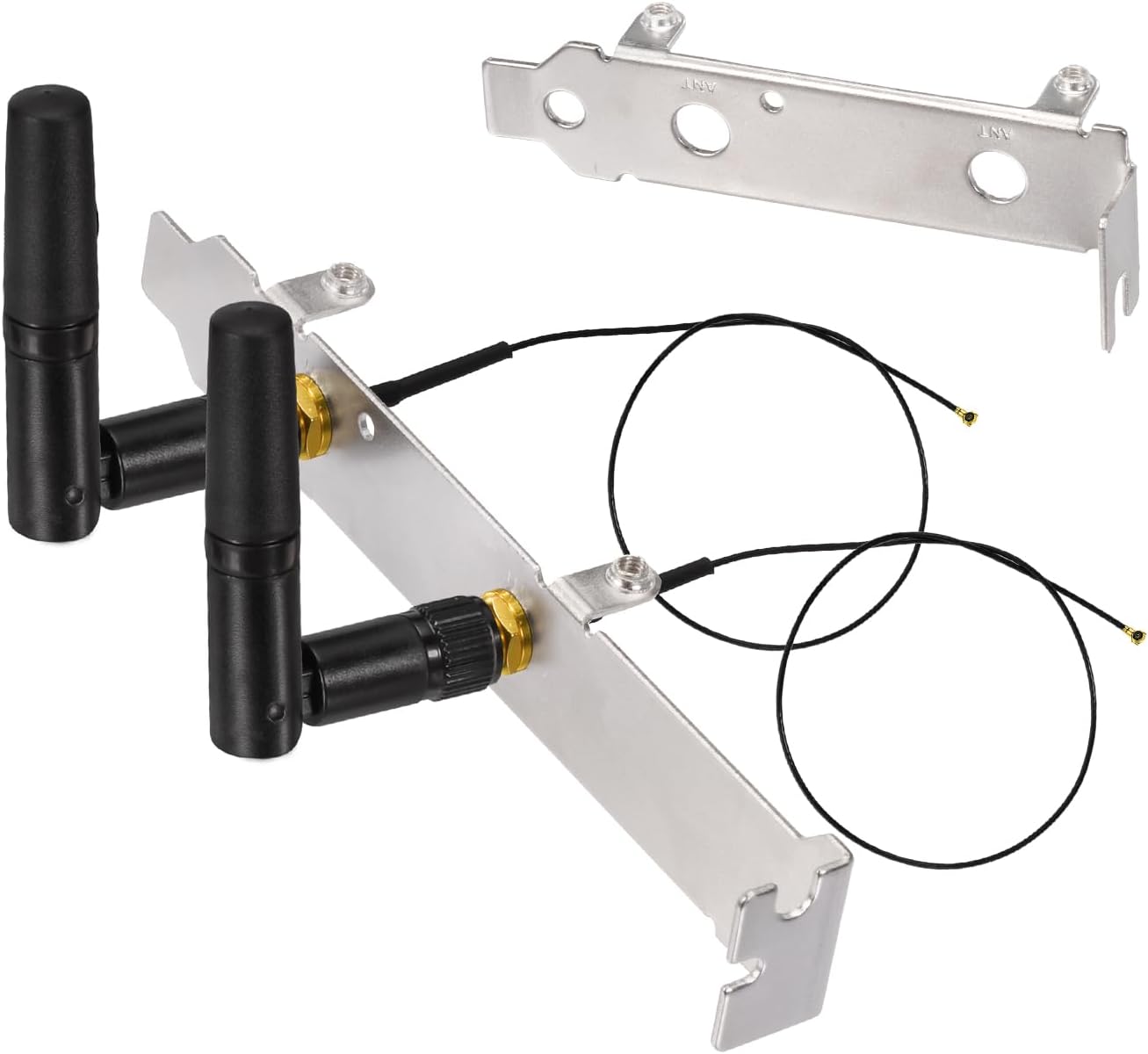 Eightwood M.2 2.4GHz 5GHz 10in M.2 WiFi Card Antenna Small WiFi Antenna + RP-SMA Cable + Computer Slot Bracket for NGFF