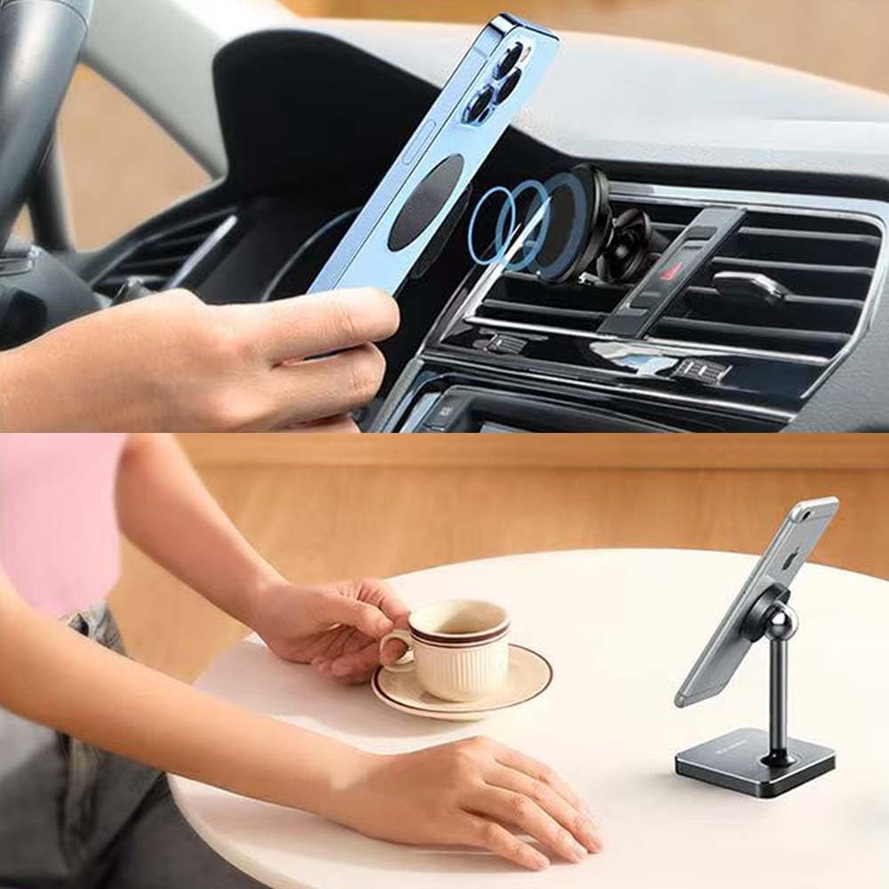 ANRACHEL (Black,10 Pack) Universal Metal Plate with Adhesive for Magnetic Car Phone Holders, Wall, Magnets. Round Disk