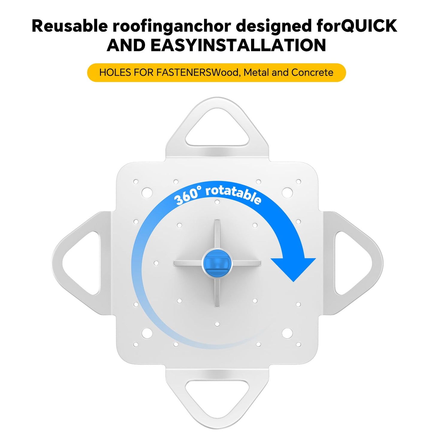 ‎Apex Guard Fall Protection 360° Rotating Roof Anchor with 4-Side D-Rings – Heavy-Duty Galvanized Steel Permanent Roof Safety Anchor for Commercial & Residential Use