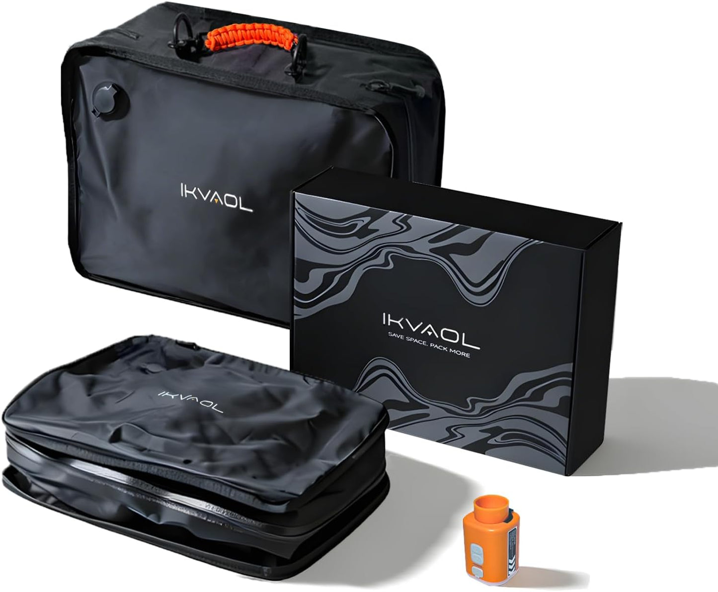 Skiennix Vacuum Bags - Reusable Compression Packing Cubes for Travel | Waterproof, 2-Pack (Black)