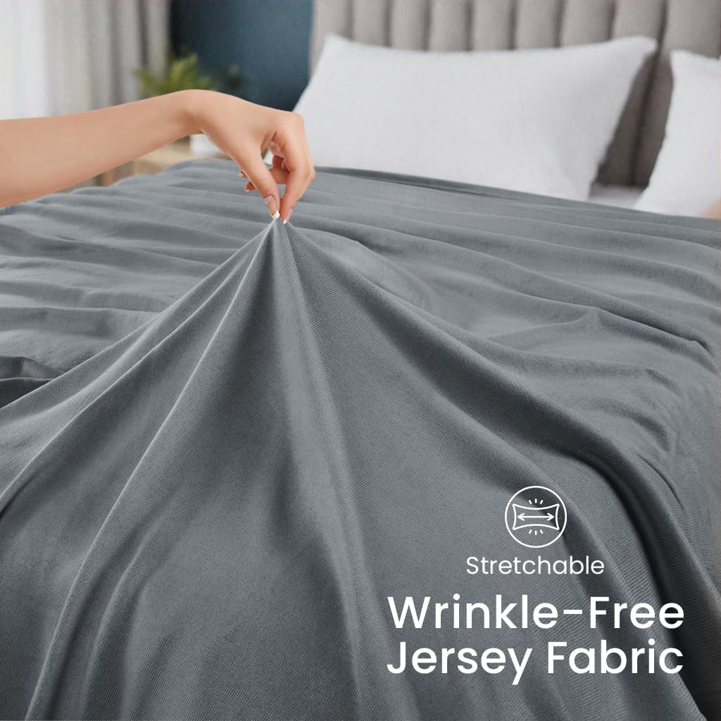 Utopia Bedding Knit Blanket - Soft Lightweight Jersey | Queen Size 90x90 Inches, Grey
