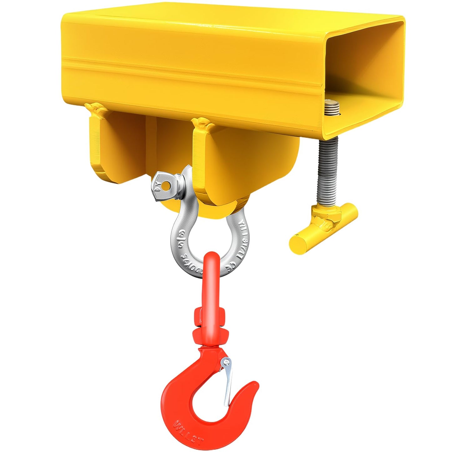 AUXHDK Forklift Lifting Hook Attachment, 5500lbs Capacity Hook Forklift Lifting Hoist, Heavy Duty Single Forklift Mobile Crane with Swivel Hook and Large T-Screws, Fork Lifting Hook Device Accessories